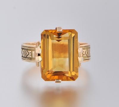 Appraisal: A Victorian Citrine and Gold Ring American ca 's Tested