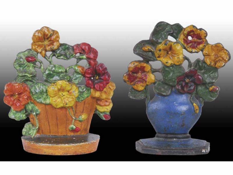 Appraisal: Lot of Poppies and Nasturtiums Cast Iron Doorst Description -