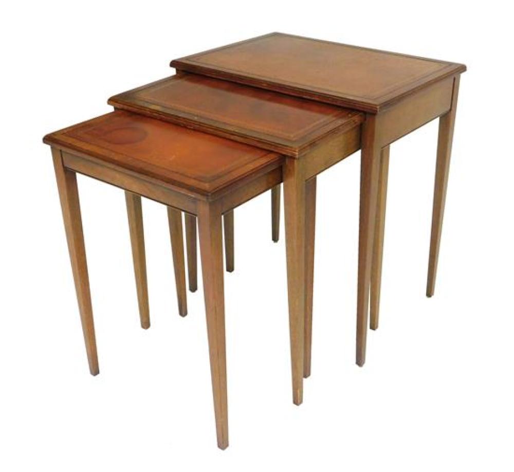 Appraisal: Federal style Henredon Heritage nesting tables set of three mahogany