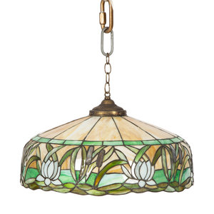 Appraisal: An American Leaded Glass Water Lily Hanging Light Fixture th