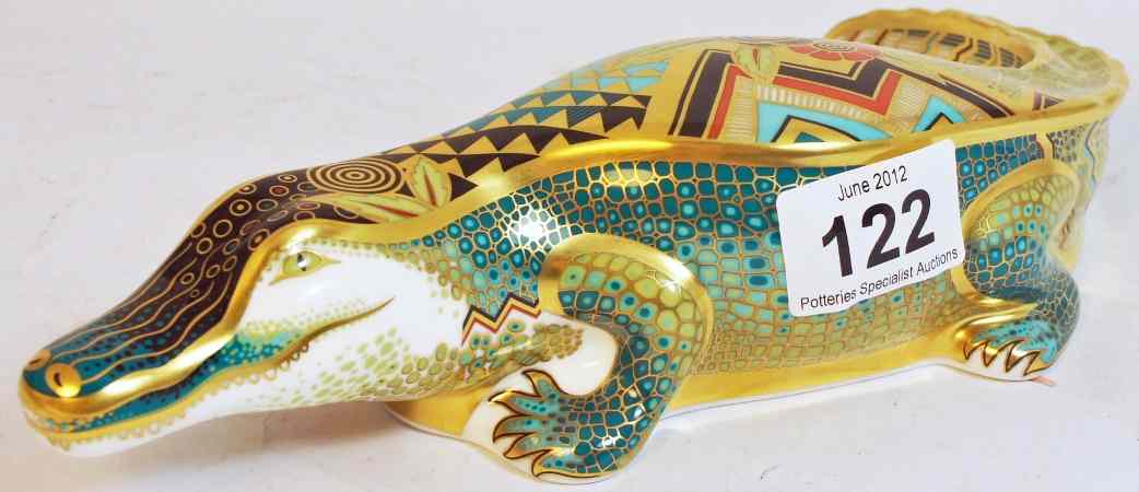 Appraisal: Royal Crown Derby Paperweight Alligator Boxed