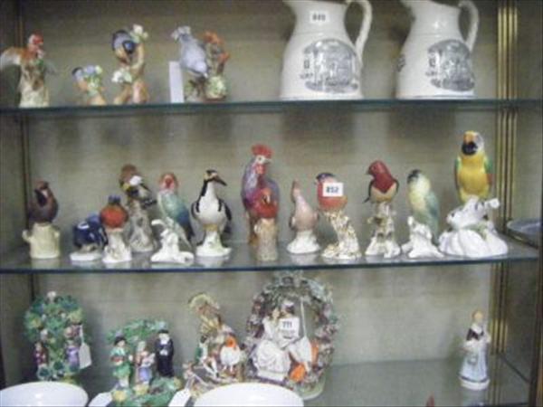 Appraisal: A collection of porcelain and pottery figural birds by Karl