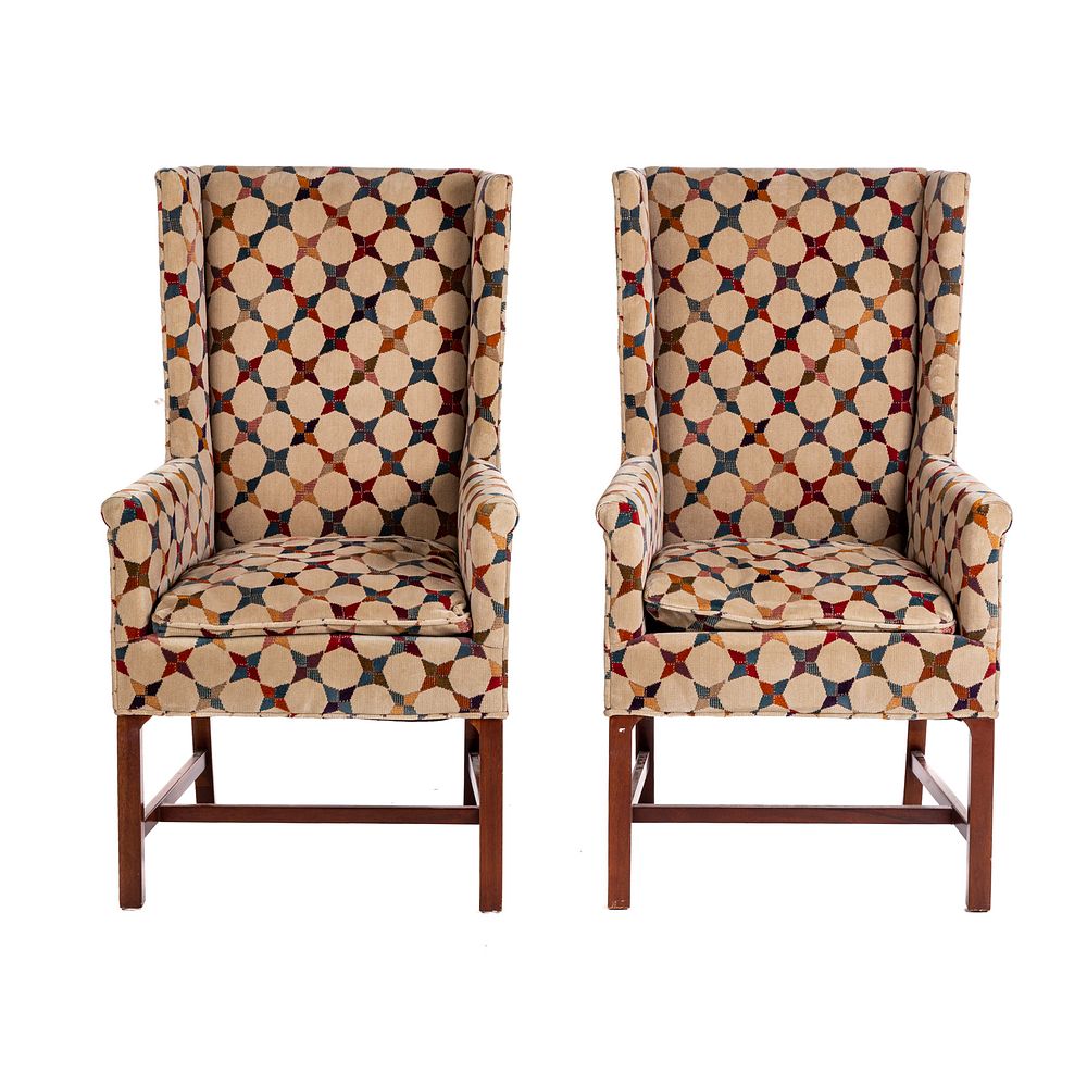 Appraisal: Pair of Hickory Chair Upholstered Wing Chairs From the Historical