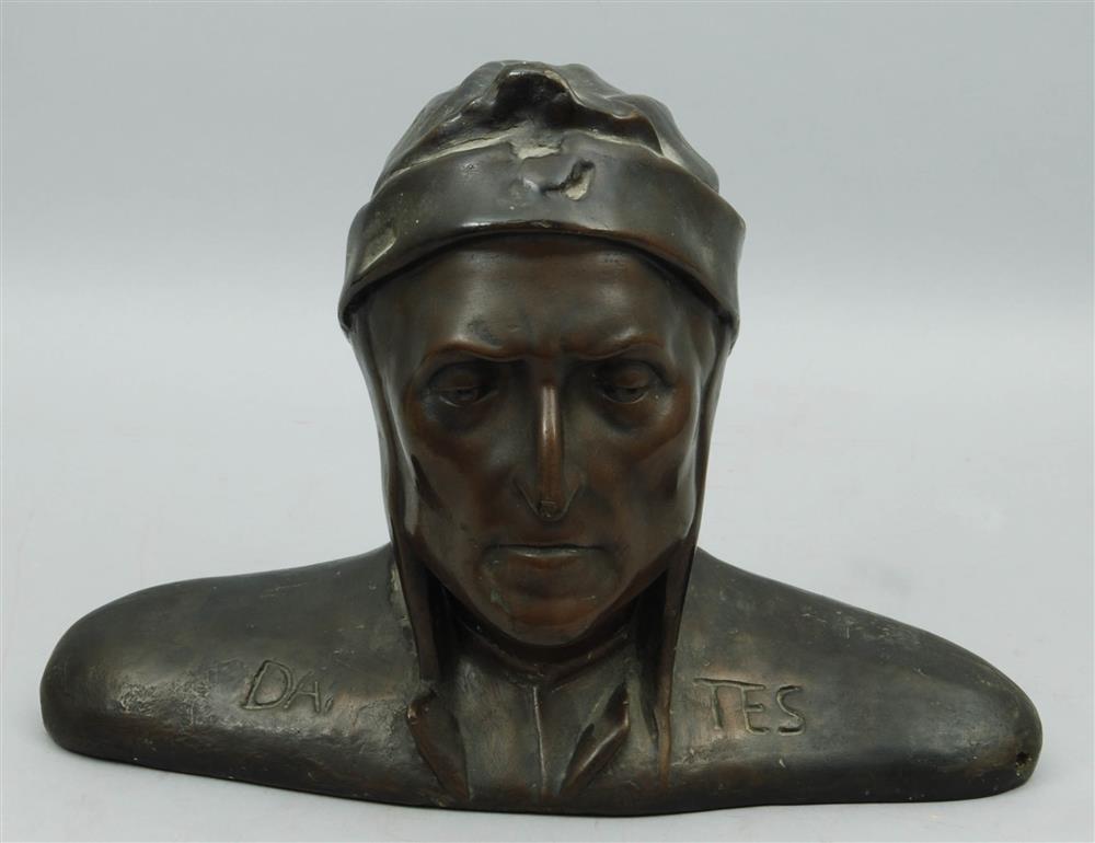 Appraisal: TINTED PLASTER BUST OF DANTE ALIGHIERI h w in