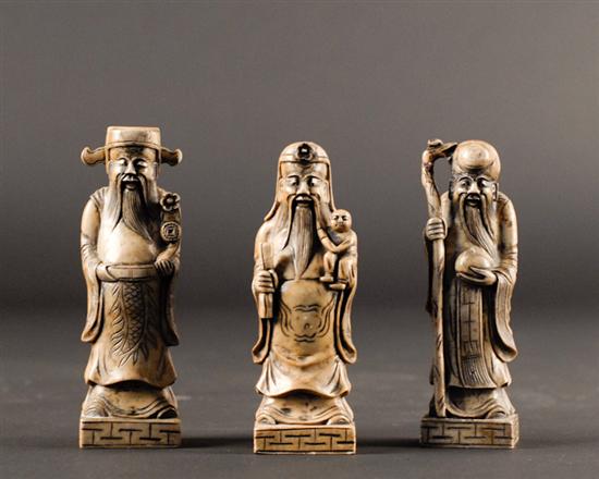 Appraisal: Three Chinese Carved Stone Figural Seals the figures of Immortals