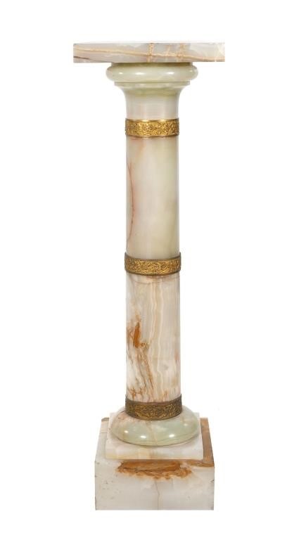 Appraisal: Tall Onyx and Bronze pedestal column possibly French th century