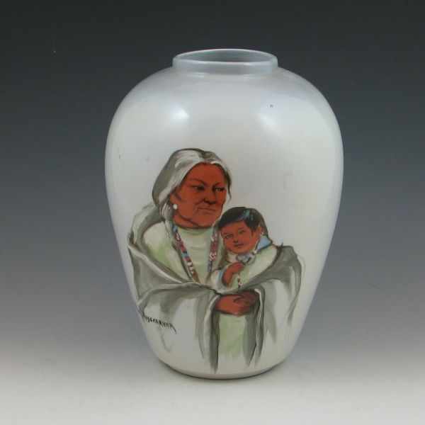 Appraisal: Rick Wisecarver vase with hand-painted decoration of a Native American