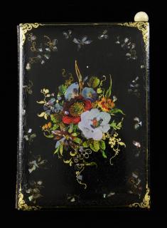 Appraisal: Papier M ch note case with gilt painted and mother