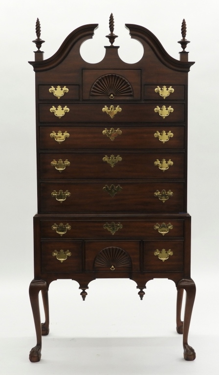 Appraisal: HENKEL HARRIS MAHOGANY CHIPPENDALE STYLE HIGHBOY United States st Half