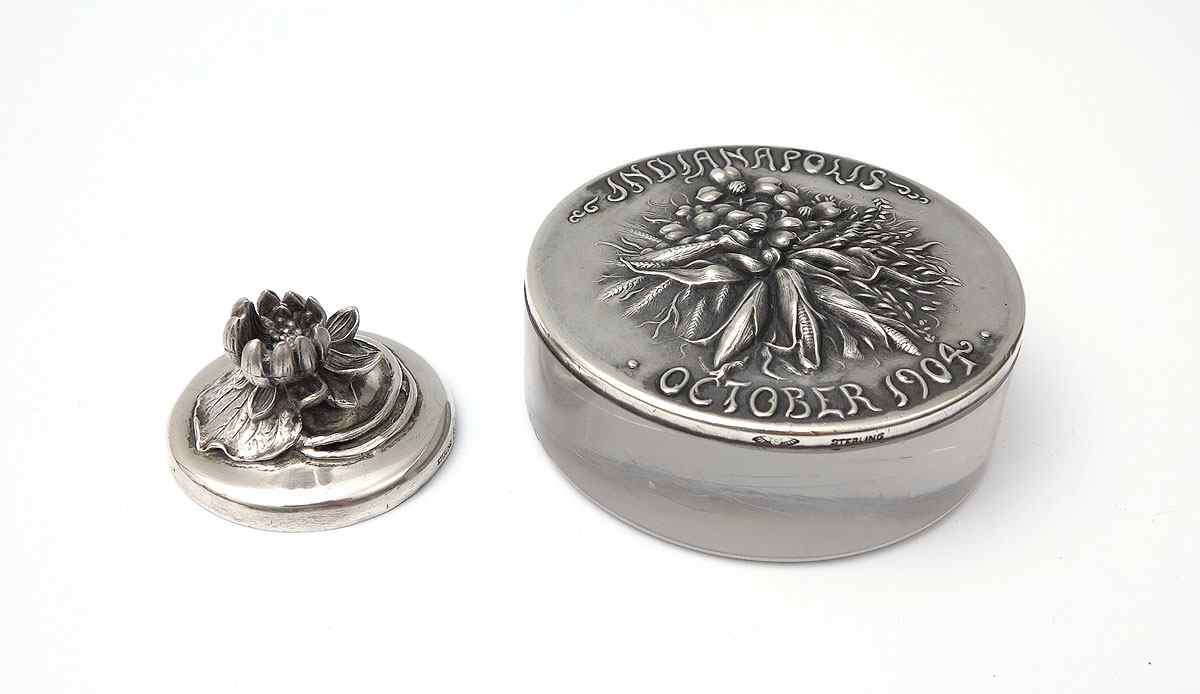 Appraisal: PIECE ART NOUVEAU STERLING PAPERWEIGHTS To include Kerr floral top