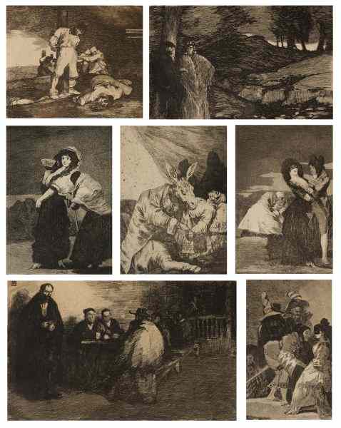 Appraisal: Group of Seven Goya Baroja Etchingsincluding five works by Francisco