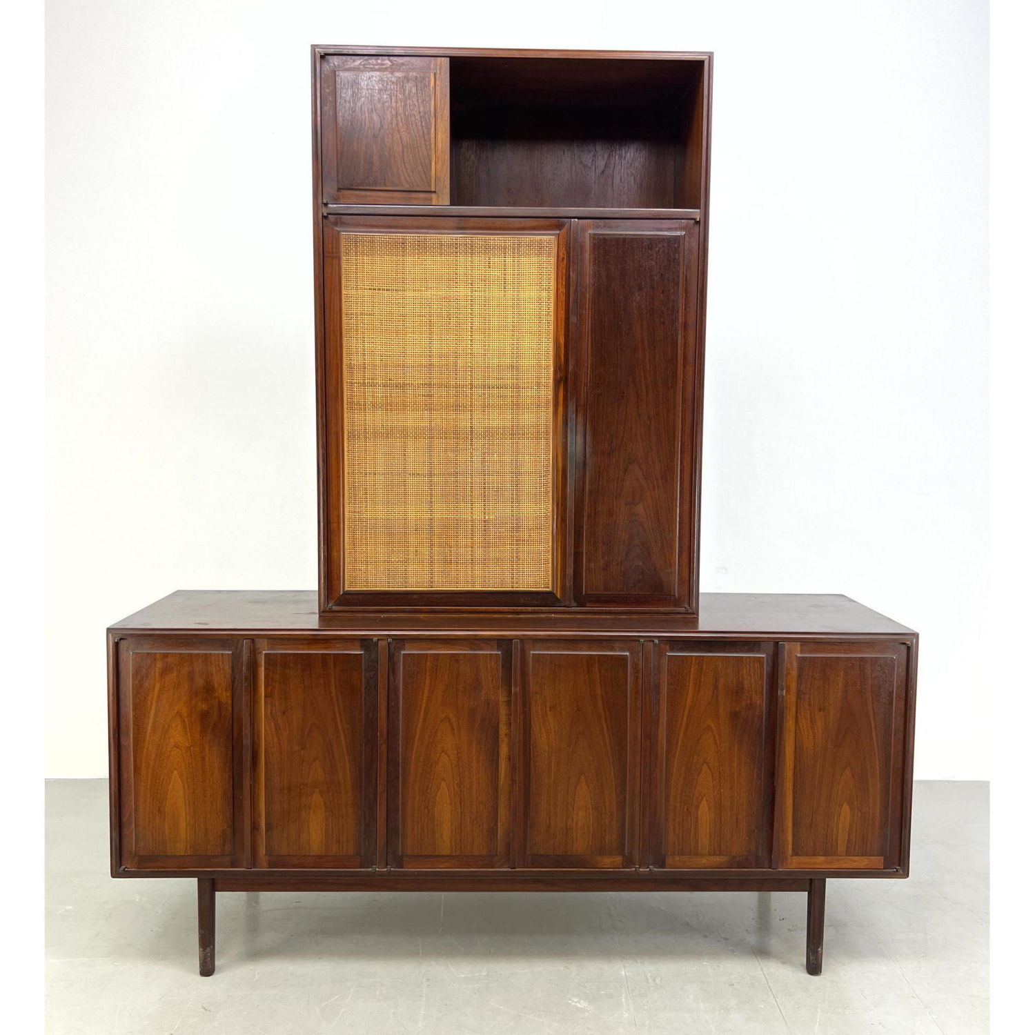 Appraisal: Part FOUNDERS Credenza and Cabinet American Modern Walnut Top has