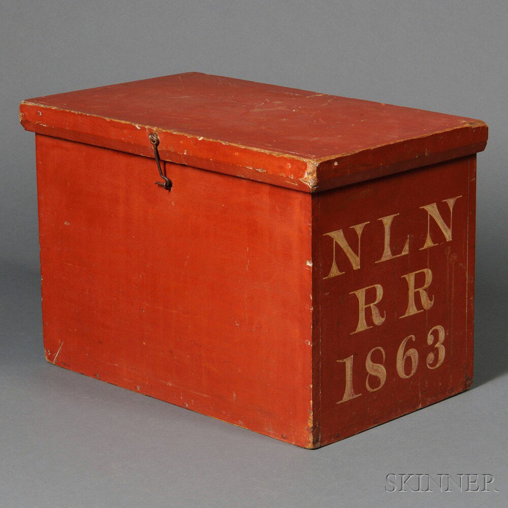 Appraisal: New London Northern Railroad Red-painted Ticket Box America c rectangular