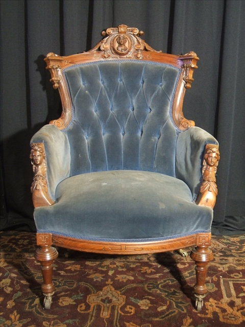 Appraisal: JOHN JELLIFF STYLE ROSEWOOD ARMCHAIR N Y Second half th