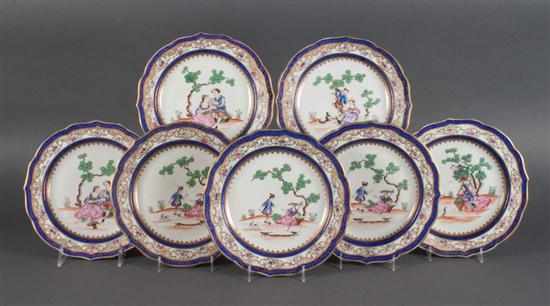 Appraisal: Set of seven Samson porcelain cabinet plates in the Chinese