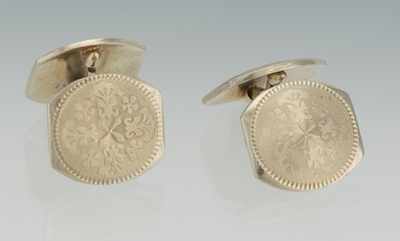 Appraisal: A Pair of White Gold Cufflinks in Original Box ca