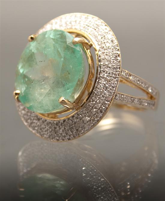 Appraisal: Lady's K yellow gold diamond and pale green gemstone cocktail