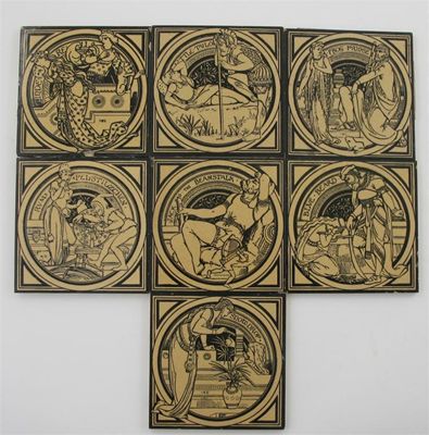 Appraisal: Fairy Tales' seven Minton tiles designed by John Moyr Smith