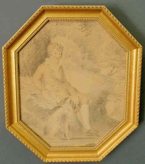 Appraisal: Continental th c pencil sketch of a seated boy and