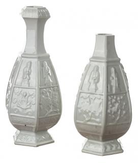 Appraisal: A PAIR OF CHINESE BLANC-DE-CHINE HEXAGONAL BOTTLE VASES the slender