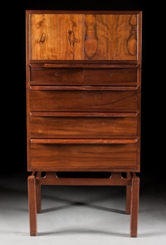 Appraisal: Mid-century modern walnut dresser cabinet circa of South African origin