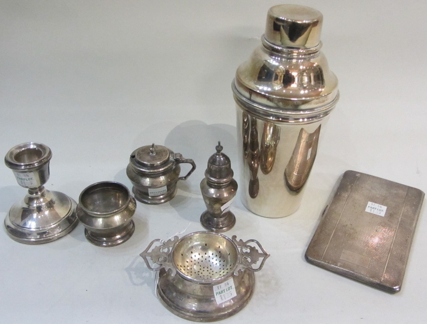 Appraisal: Silver and silver mounted wares comprising a three piece condiment