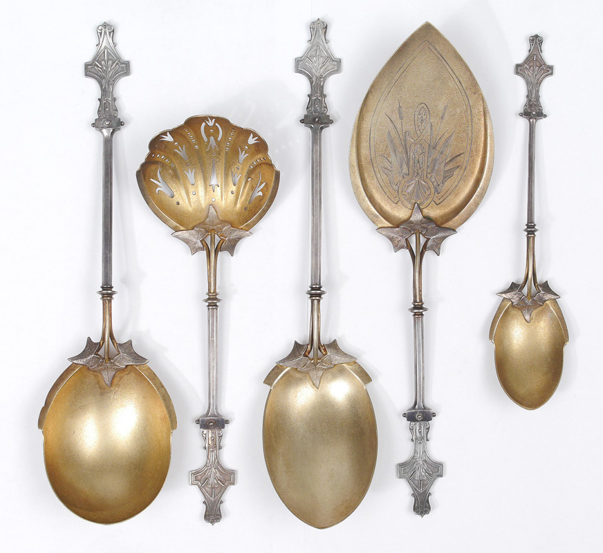 Appraisal: PIECE VICTORIAN SILVER SERVING PIECES pieces with vermeil bowls or