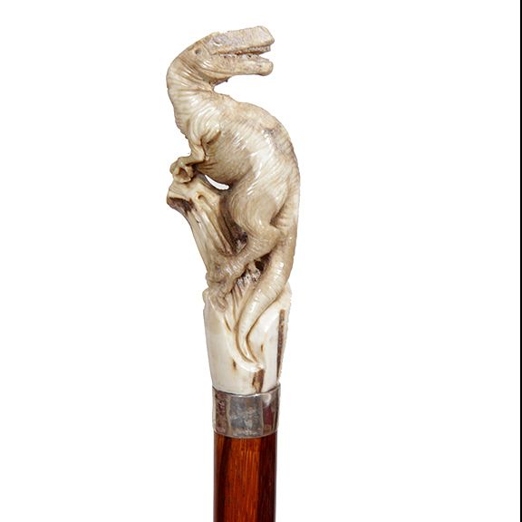 Appraisal: Stag Dinosaur Cane Late th Century- A full-figured T-rex carved