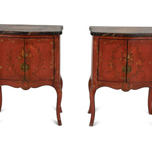 Appraisal: A Pair of Venetian Style Red Painted Cabinets th Century