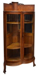 Appraisal: SCARCE AMERICAN OAK CURVED GLASS CORNER CABINET Scarce American oak