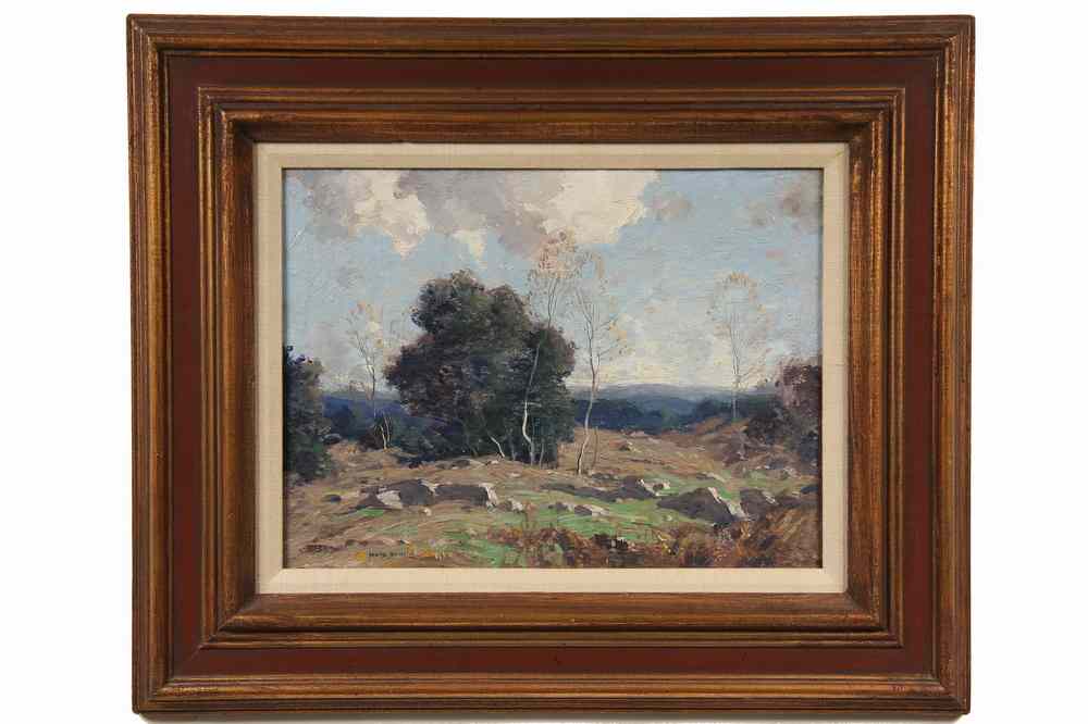 Appraisal: OOC LAID TO PANEL - Hilltop Landscape by George Matthew