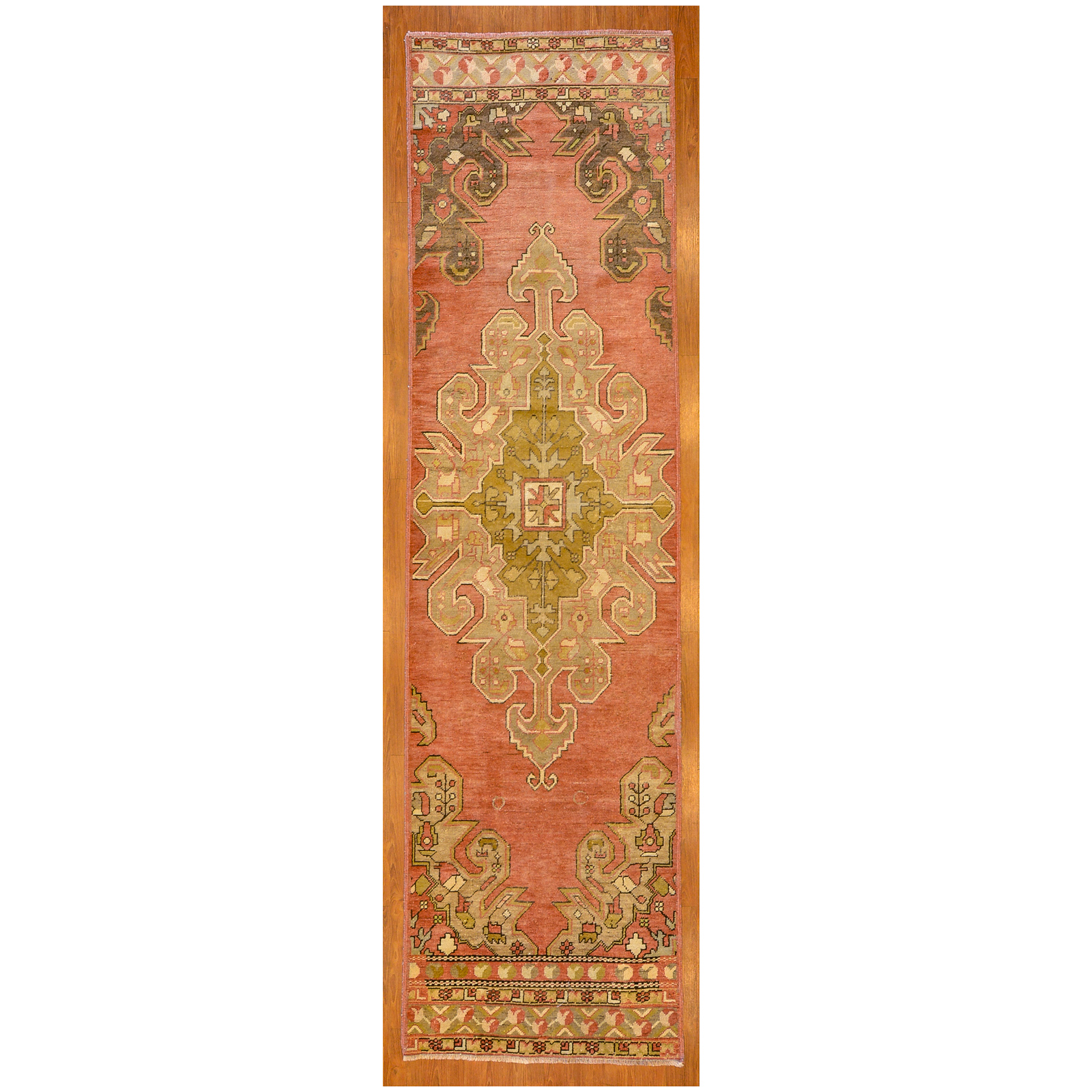 Appraisal: SEMI-ANTIQUE OUSHAK RUNNER TURKEY X Second quarter- th century hand-knotted