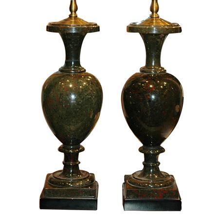 Appraisal: Pair of Marble Urn-Form Lamps Estimate -