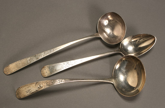 Appraisal: Two American Silver Ladles and a Serving Spoon Mayflower Pattern