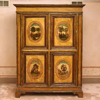 Appraisal: Italian Baroque yellow Lacca Povera cabinet Italian Baroque yellow Lacca