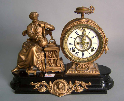 Appraisal: Ansonia statue clock with open escapement h