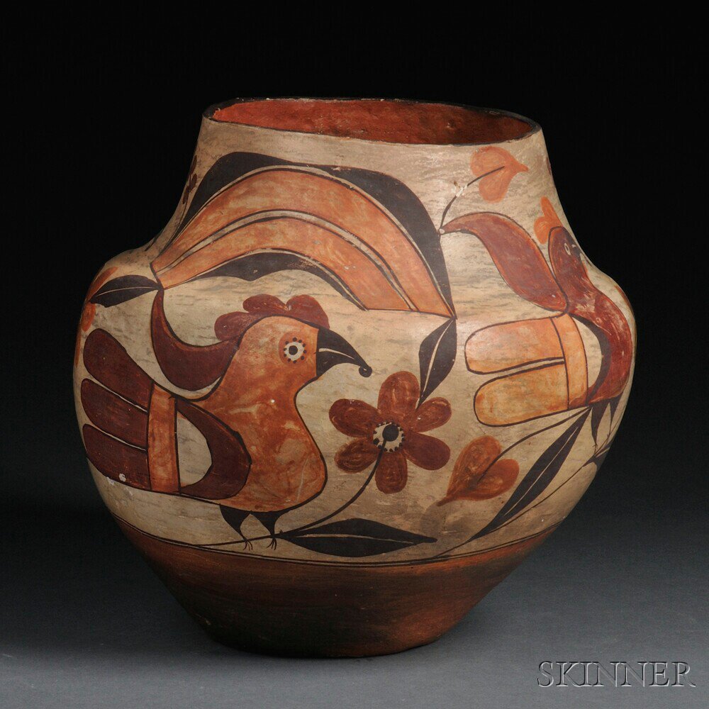 Appraisal: Acoma Polychrome Pottery Jar c late th century four-color jar