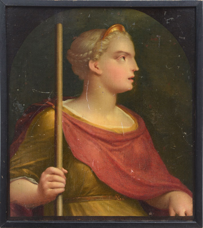 Appraisal: EUROPEAN SCHOOL DIANA IN PROFILE Oil on canvas unsigned lined