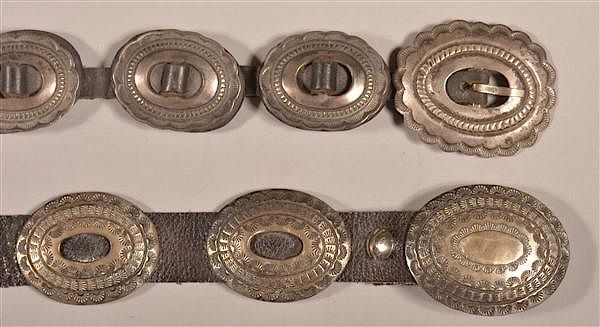 Appraisal: Two Vintage Navajo Sterling Silver Concho Belts Two Vintage Navajo