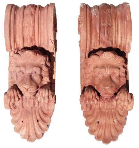 Appraisal: lot of Cast composite corbels in a terracotta finish featuring