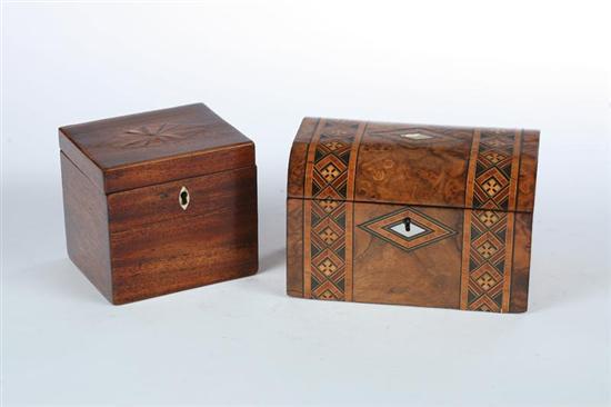 Appraisal: TWO INLAID TEA CADDIES Probably English st half- th century