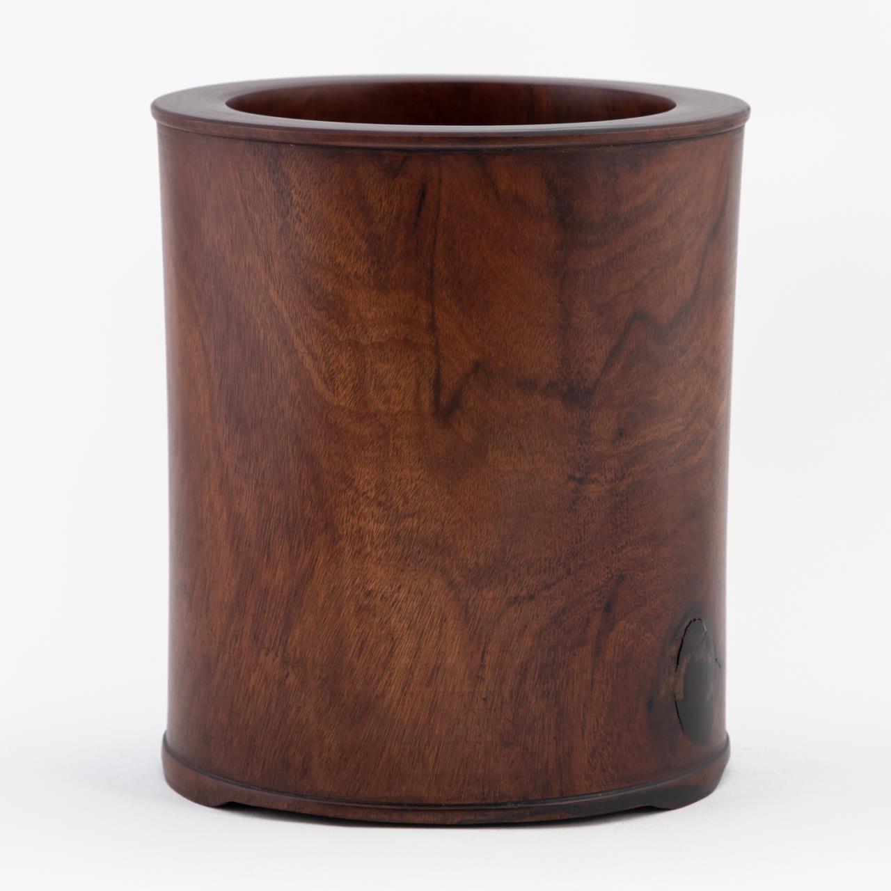 Appraisal: CHINESE ROSEWOOD BRUSH POT Chinese rosewood brush pot of cylinder