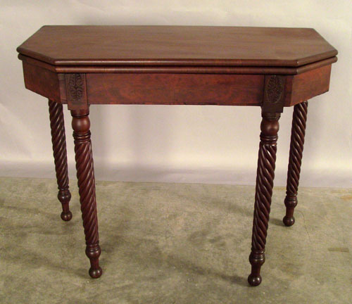 Appraisal: Sheraton mahogany card table th c h w together with