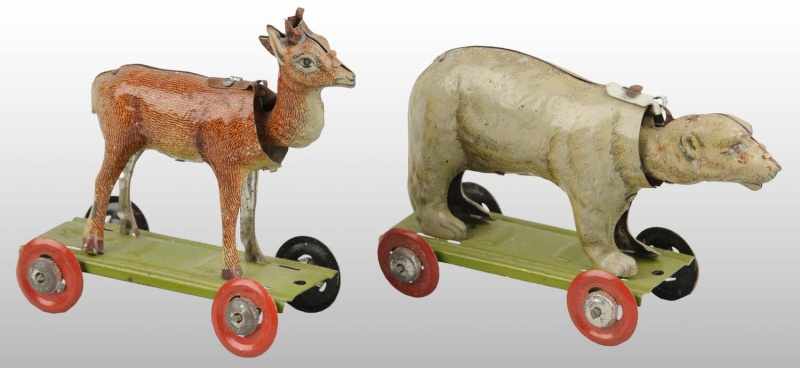 Appraisal: Lot of Tin Litho Animal Penny Toys Description German Includes