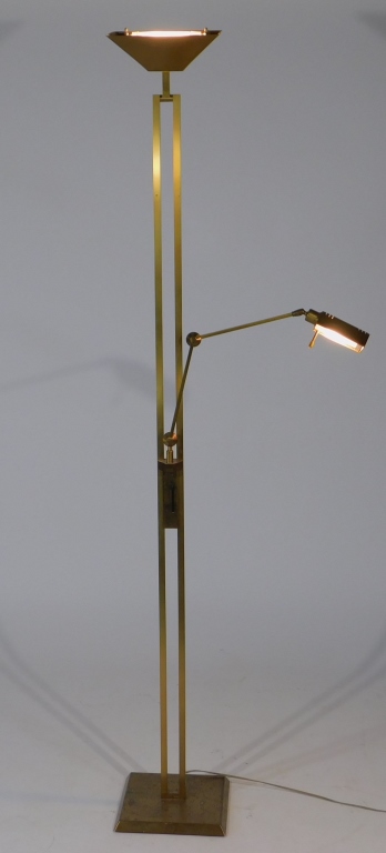 Appraisal: HOLTKOETTER LEUCHTEN MCM BRASS FLOOR LAMP Germany th CenturyAngular brass