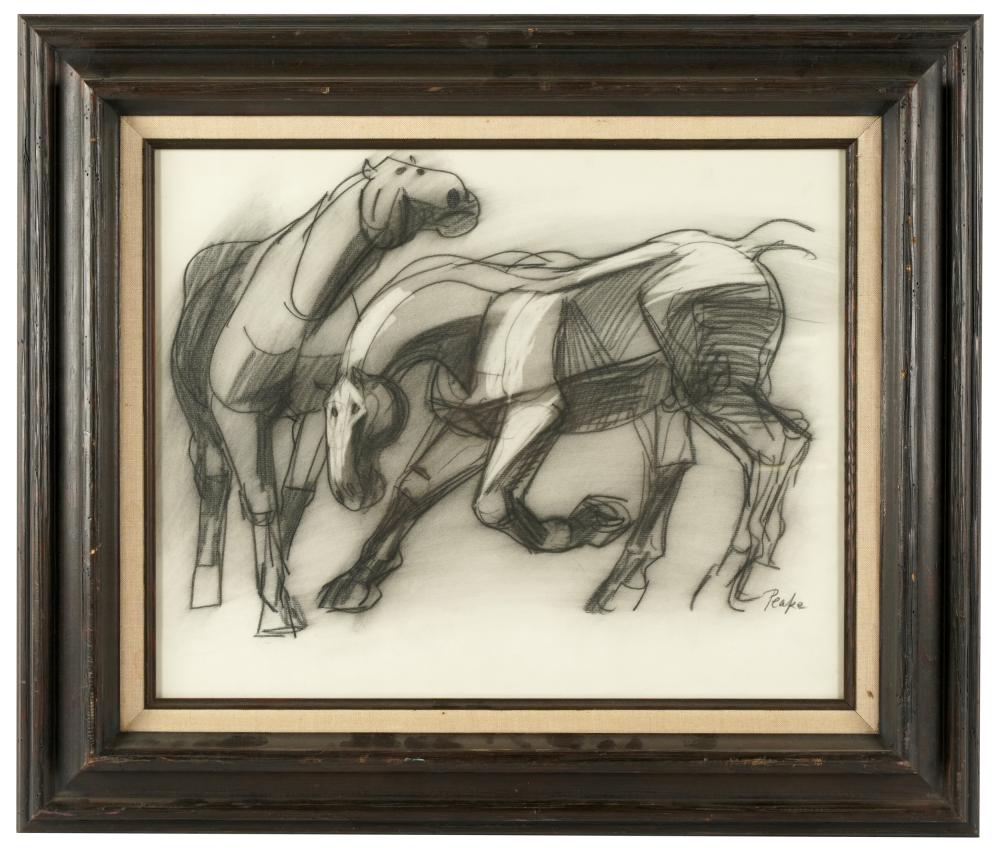 Appraisal: CHANNING PEAKE - TWO HORSESpencil on paper signed lower right