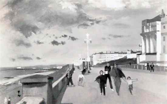 Appraisal: John Sergeant - watercolour and gouache View along the seafront