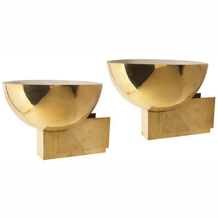 Appraisal: Pertzel wall sconces pair large rounded shapes in brass dia