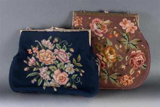 Appraisal: Two needle point purses with chain link straps Estimate -