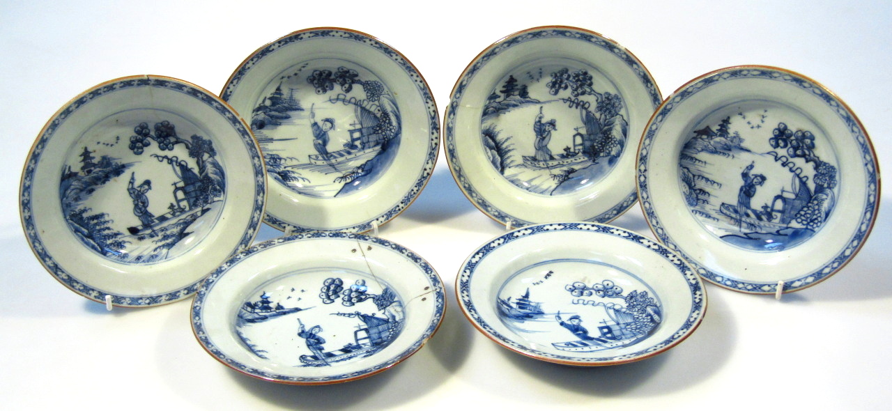 Appraisal: A set of six Chinese blue and white porcelain bowls